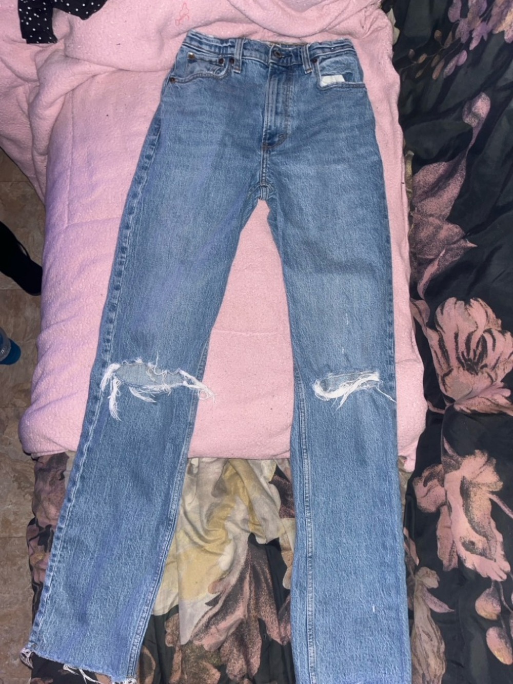 Abercrombie & Fitch Light Blue Distressed Skinny Jeans